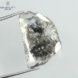 3.42 CT Slice Shape Natural Diamond Salt And Pepper Color I3 Clarity (18.84 MM)
