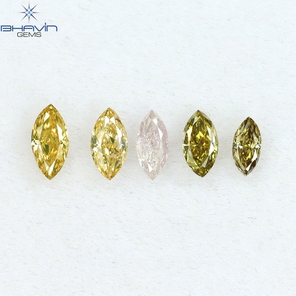 0.46 CT/5 Pcs Marquise Shape Natural Diamond Mix Color SI2 Clarity (4.75 MM)