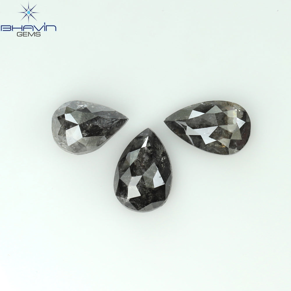 1.25 CT/3 Pcs Pear Shape Natural Loose Diamond Salt And Pepper Color I3 Clarity (6.20 MM)