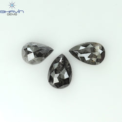 1.25 CT/3 Pcs Pear Shape Natural Loose Diamond Salt And Pepper Color I3 Clarity (6.20 MM)