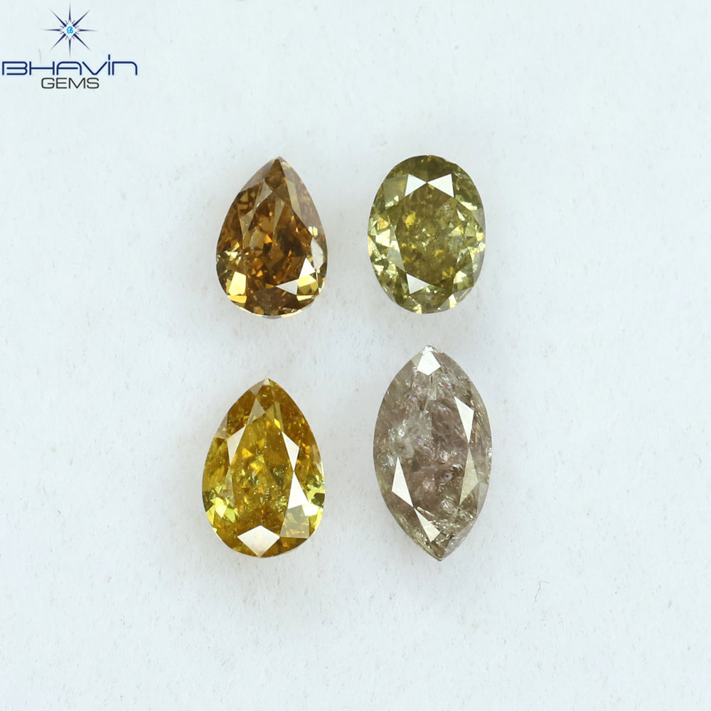 0.93 CT/4 Pcs Heart Shape Natural Diamond Mix Color SI2 Clarity (5.75 MM)