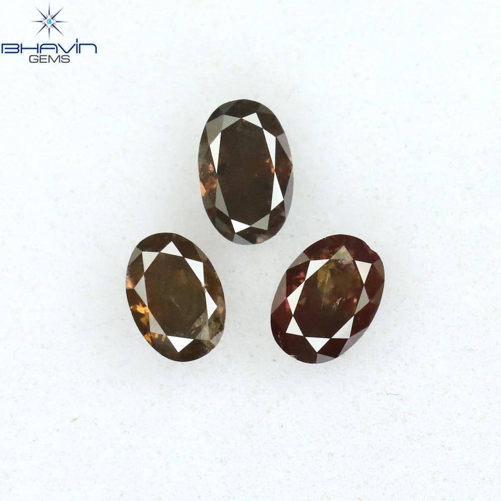 0.76 CT/3 Pcs Oval Shape Natural Diamond Pink Color I3 Clarity (4.80 MM)