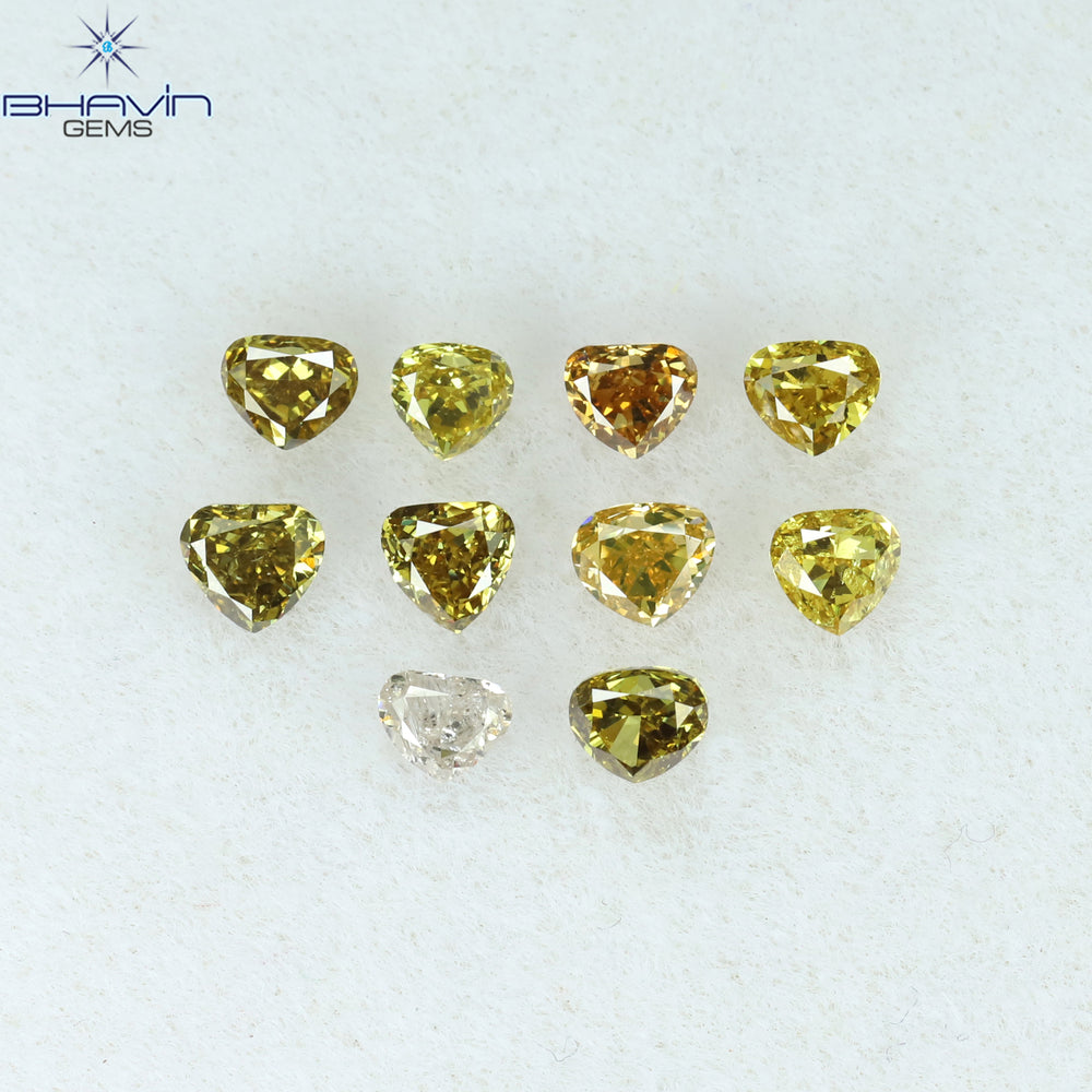 0.76 CT/10 Pcs Heart Shape Natural Diamond Mix Color SI Clarity (2.65 MM)