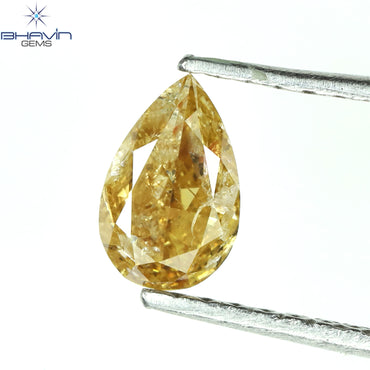 0.45 CT Pear Shape Natural Diamond Orange Color I3 Clarity (6.53 MM)