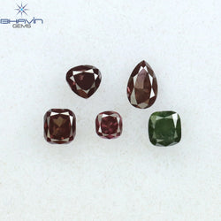 0.56 CT/5 Pcs Mix Shape Natural Diamond Pink Color SI2 Clarity (4.05 MM)