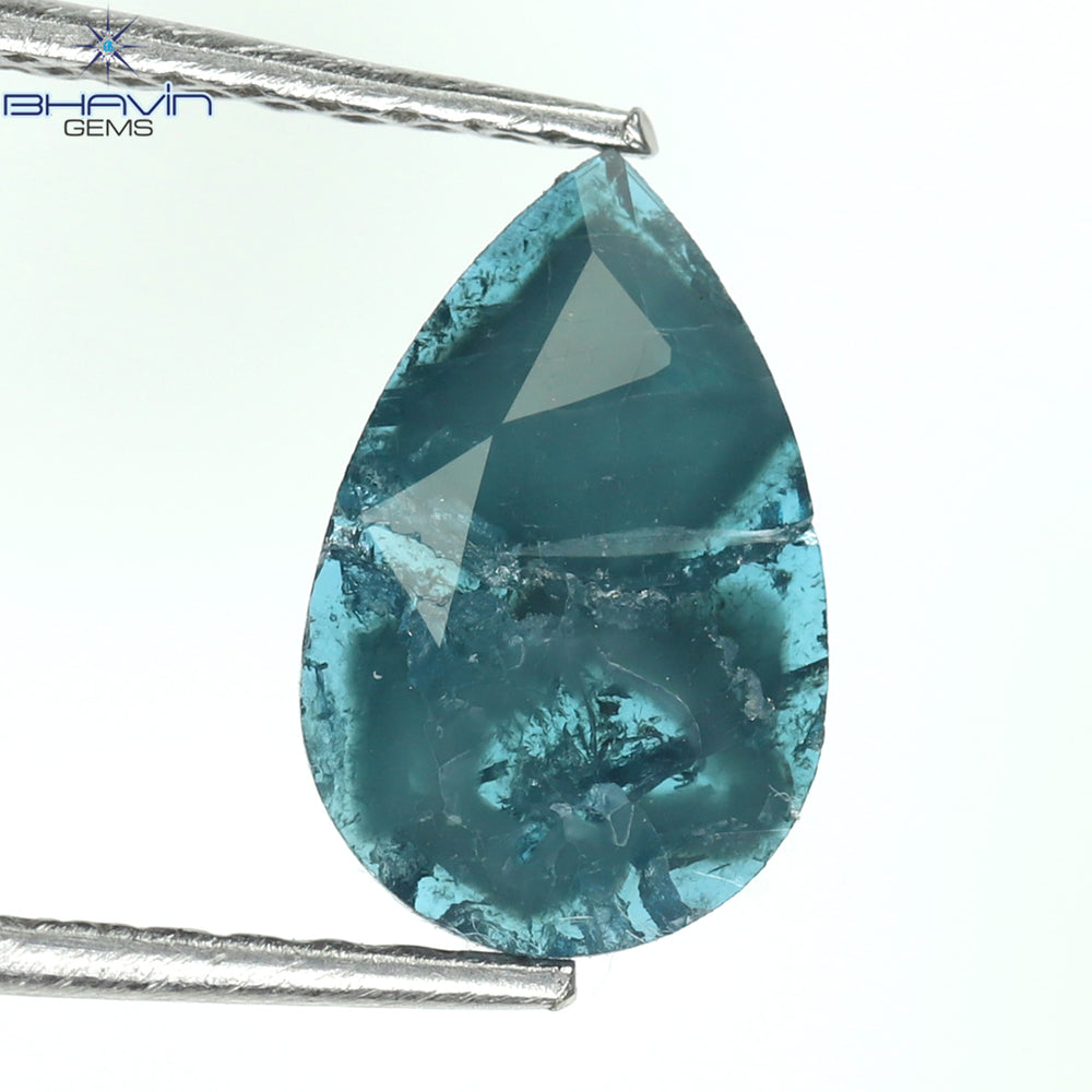 0.61 CT Pear Shape Natural Diamond Blue Color I3 Clarity (9.50 MM)
