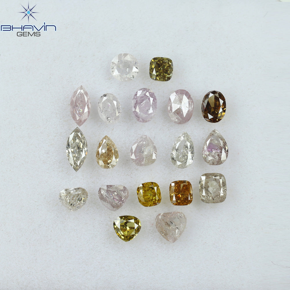 2.50 CT/19 Pcs Mix Shape Natural Diamond Pink Color I2 Clarity (4.75 MM)