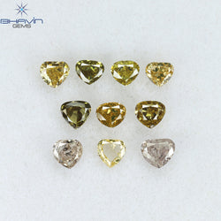 1.30 CT/10 Pcs Heart Shape Natural Diamond Mix Color SI2 Clarity (3.26 MM)