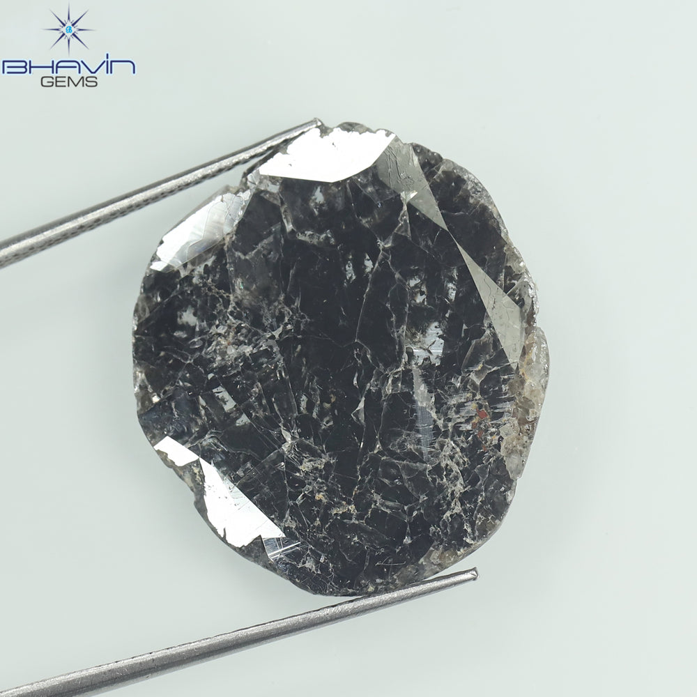 8.69 CT Slice Shape Natural Diamond Salt And Pepper Color I3 Clarity (24.00 MM)