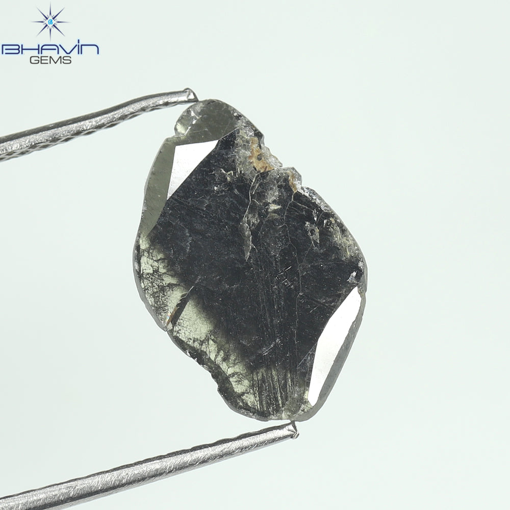 1.14 CT Slice Shape Natural Diamond Salt And Pepper Color I3 Clarity (13.00 MM)
