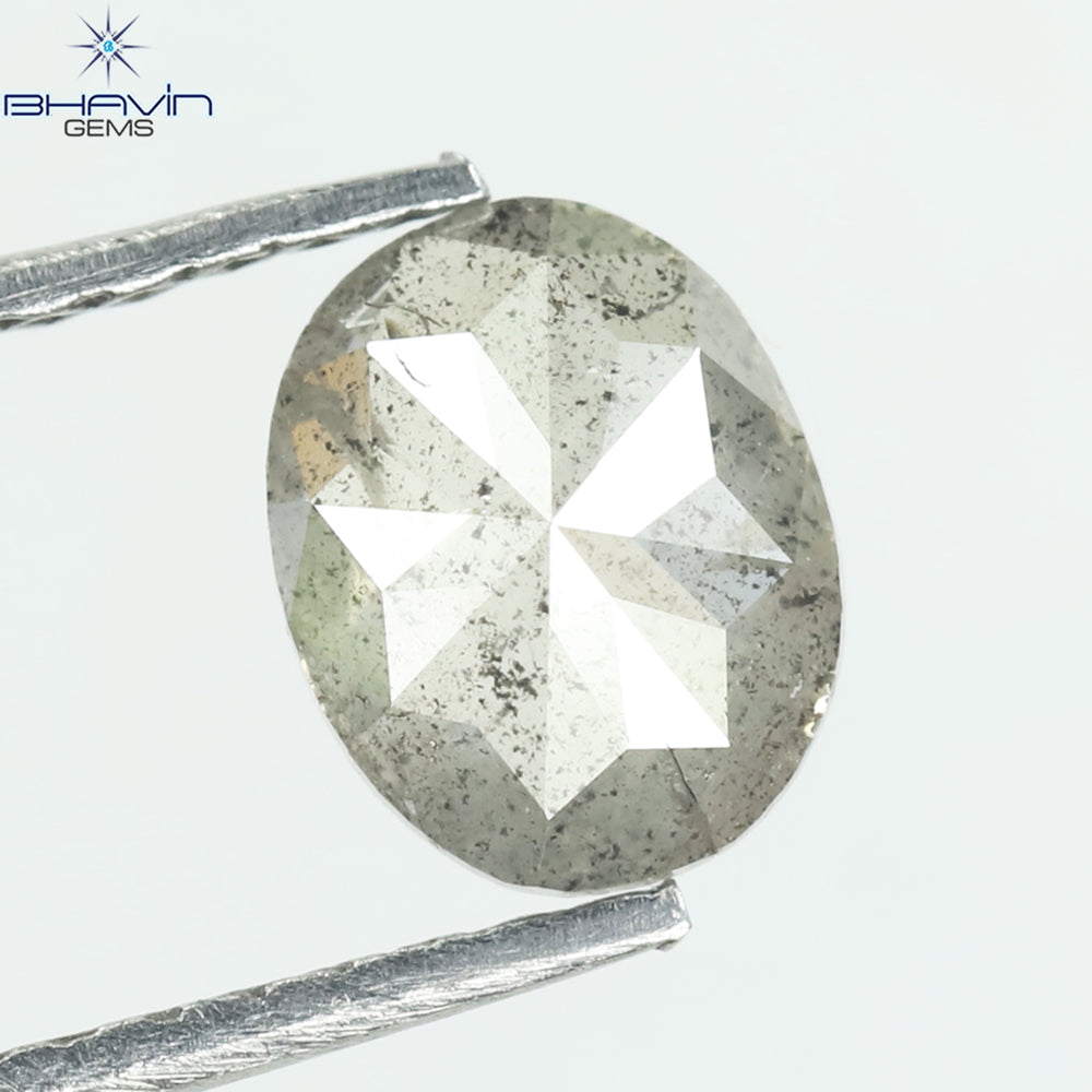 0.78 CT Oval Shape Natural Diamond  Salt And Pepper Color I3 Clarity (6.70 MM)