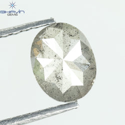 0.78 CT Oval Shape Natural Diamond  Salt And Pepper Color I3 Clarity (6.70 MM)