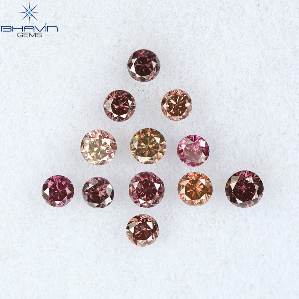 0.22 CT/12 Pcs Round Shape Natural Loose Diamond Pink Color VS-SI Clarity (1.75 MM)
