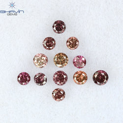 0.22 CT/12 Pcs Round Shape Natural Loose Diamond Pink Color VS-SI Clarity (1.75 MM)