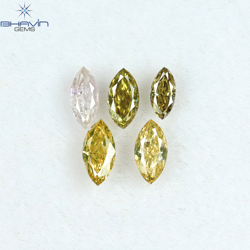 0.46 CT/5 Pcs Marquise Shape Natural Diamond Mix Color SI2 Clarity (4.75 MM)