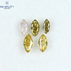 0.46 CT/5 Pcs Marquise Shape Natural Diamond Mix Color SI2 Clarity (4.75 MM)