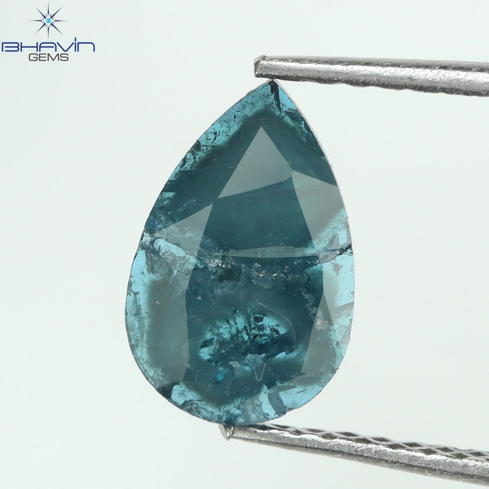 0.61 CT Pear Shape Natural Diamond Blue Color I3 Clarity (9.50 MM)