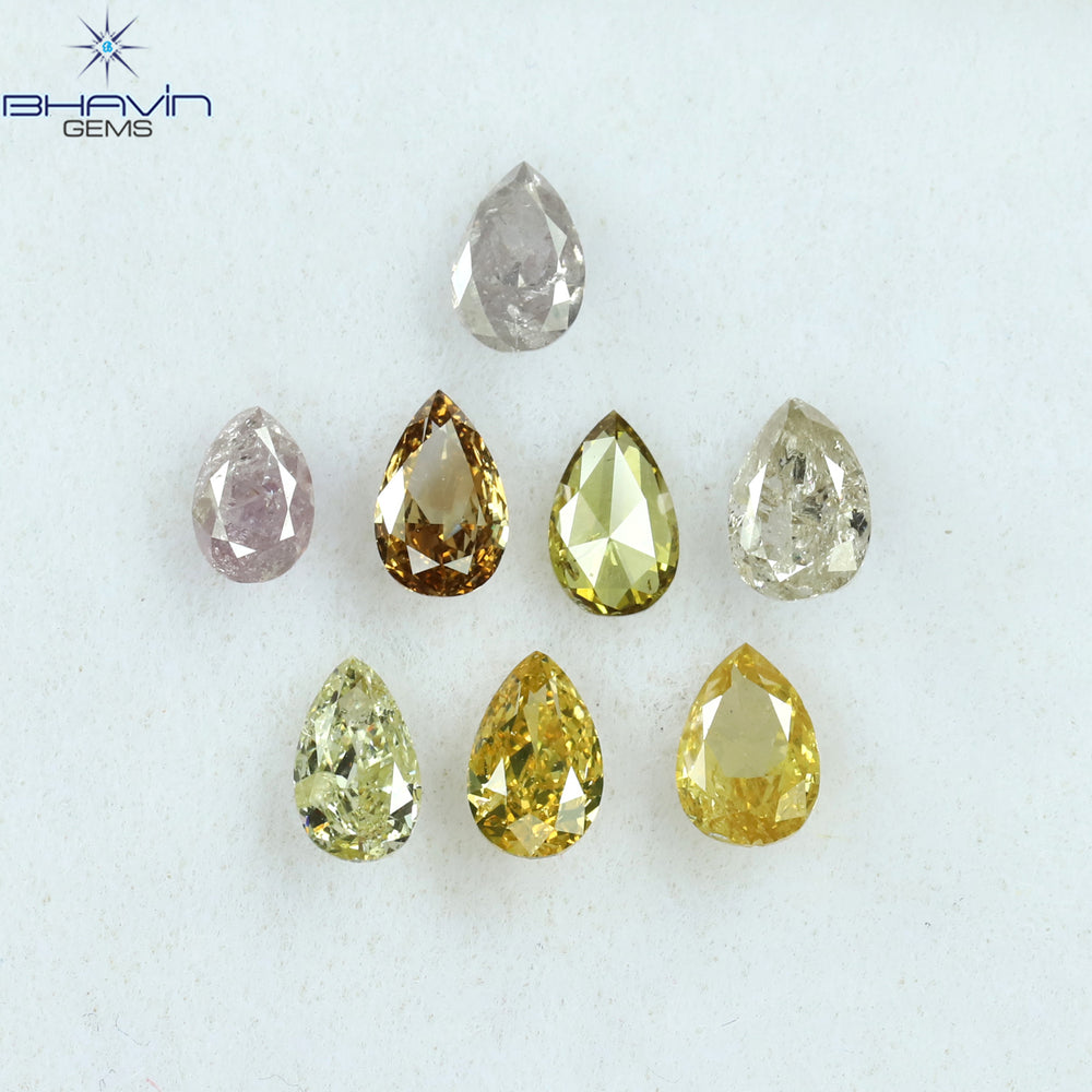 1.12 CT/8 Pcs Pear Shape Natural Diamond Mix Color SI2 Clarity (4.35 MM)