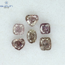 1.50 CT/6 Pcs Mix Shape Natural Diamond Pink Color I3 Clarity (4.05 MM)