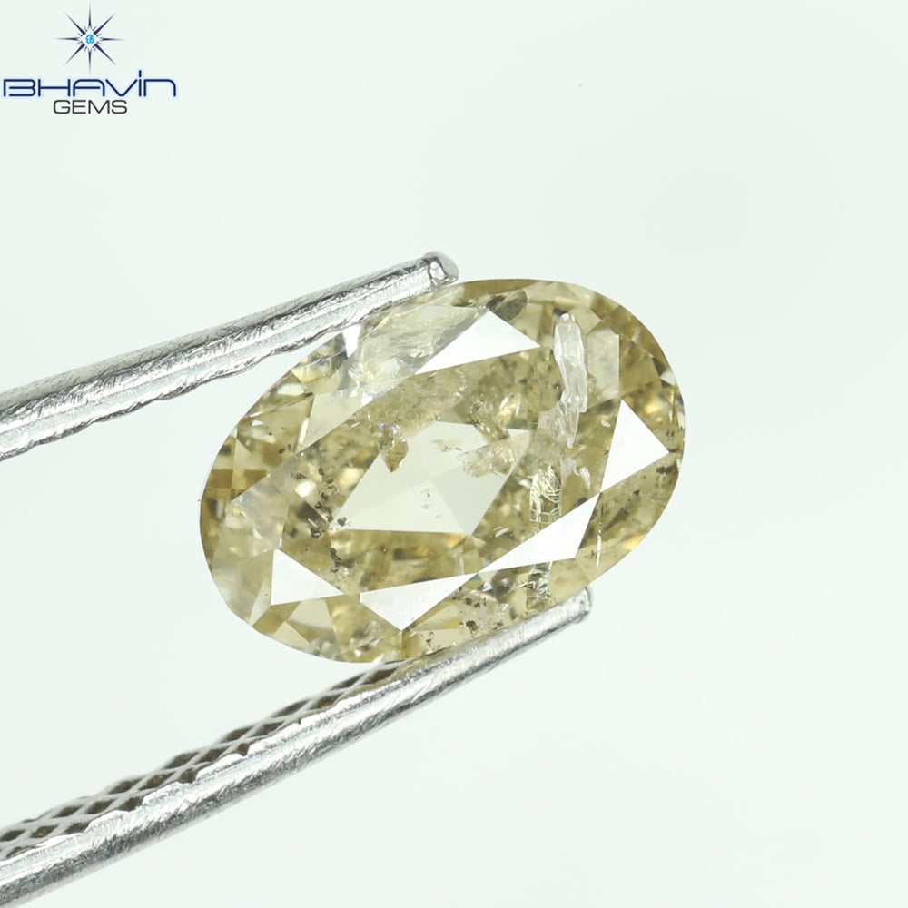 1.01 CT Oval Shape Natural Diamond Brown Color I2 Clarity (7.26 MM)