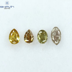 0.93 CT/4 Pcs Heart Shape Natural Diamond Mix Color SI2 Clarity (5.75 MM)