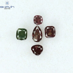 0.56 CT/5 Pcs Mix Shape Natural Diamond Pink Color SI2 Clarity (4.05 MM)