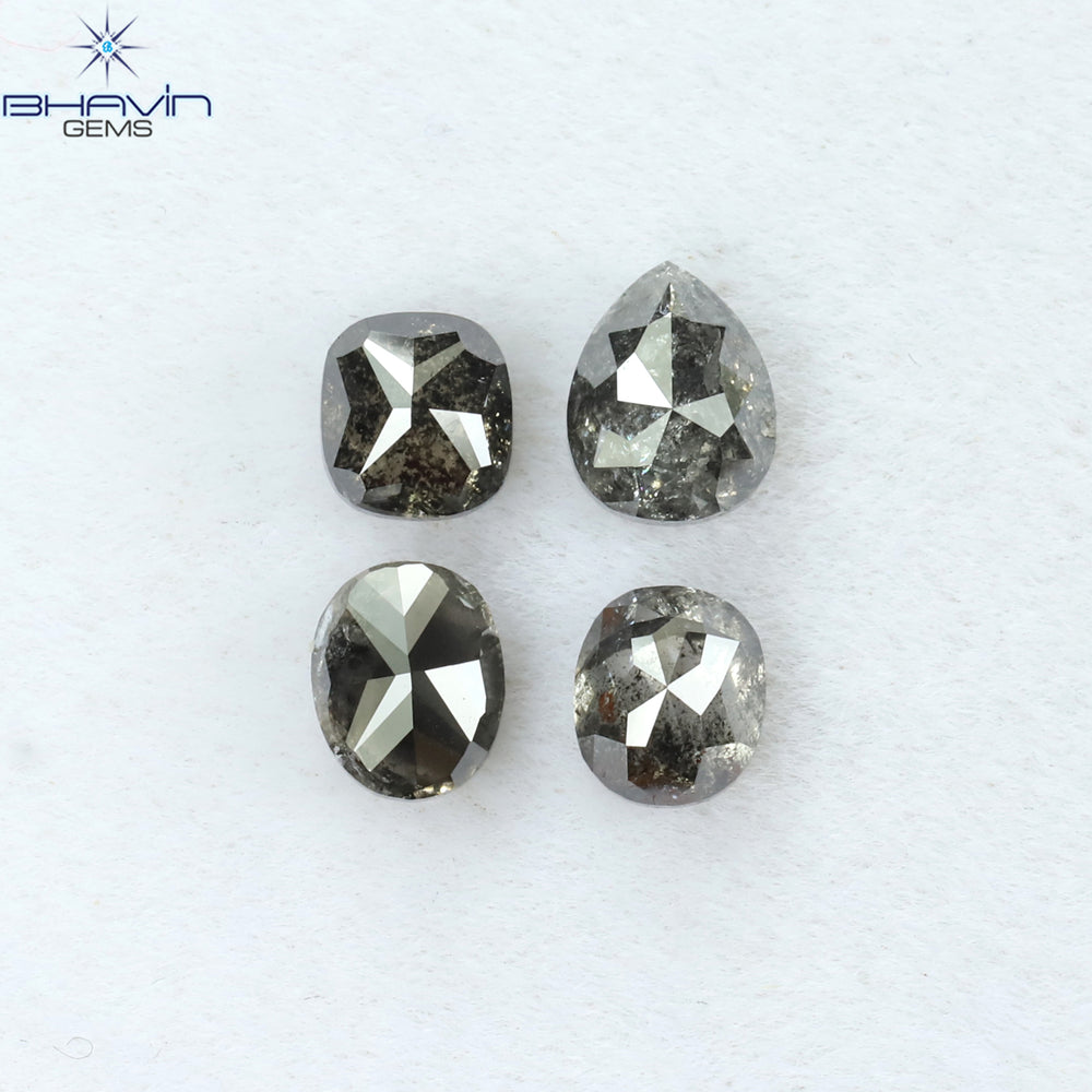 1.58 CT/4 PCS Mix Shape Natural Diamond Salt And Pepper Color I3 Clarity (5.10 MM)
