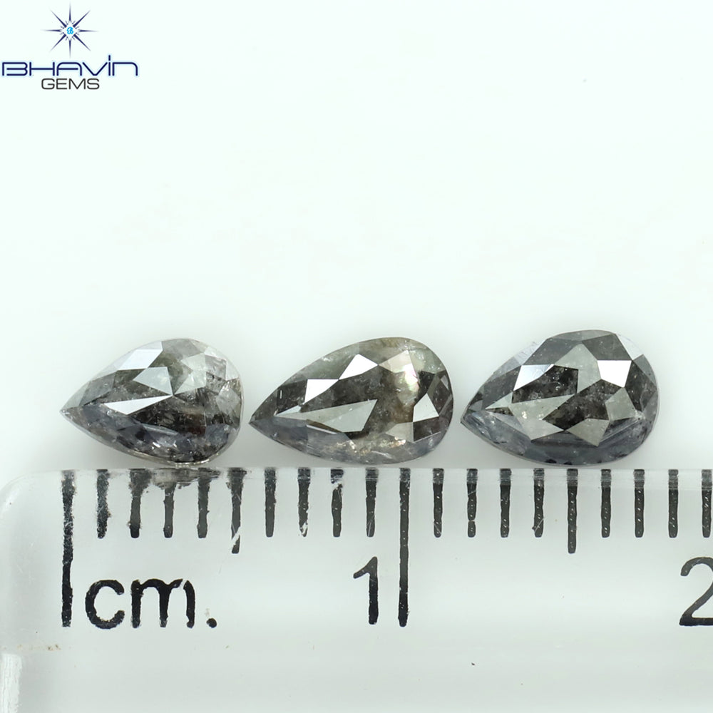 1.25 CT/3 Pcs Pear Shape Natural Loose Diamond Salt And Pepper Color I3 Clarity (6.20 MM)