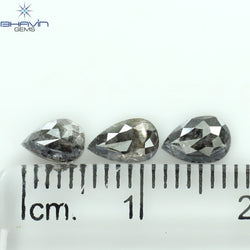 1.25 CT/3 Pcs Pear Shape Natural Loose Diamond Salt And Pepper Color I3 Clarity (6.20 MM)