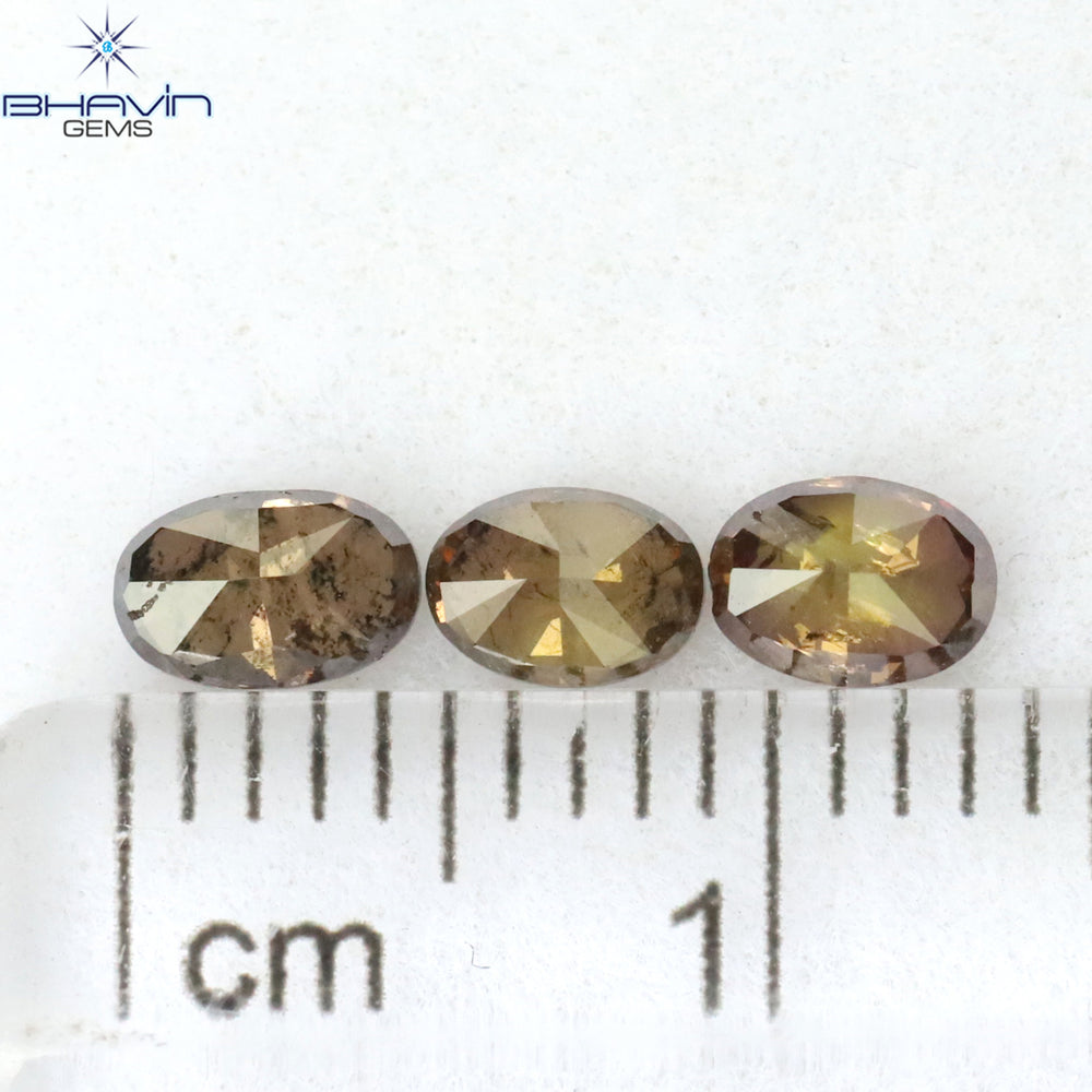 0.76 CT/3 Pcs Oval Shape Natural Diamond Pink Color I3 Clarity (4.80 MM)