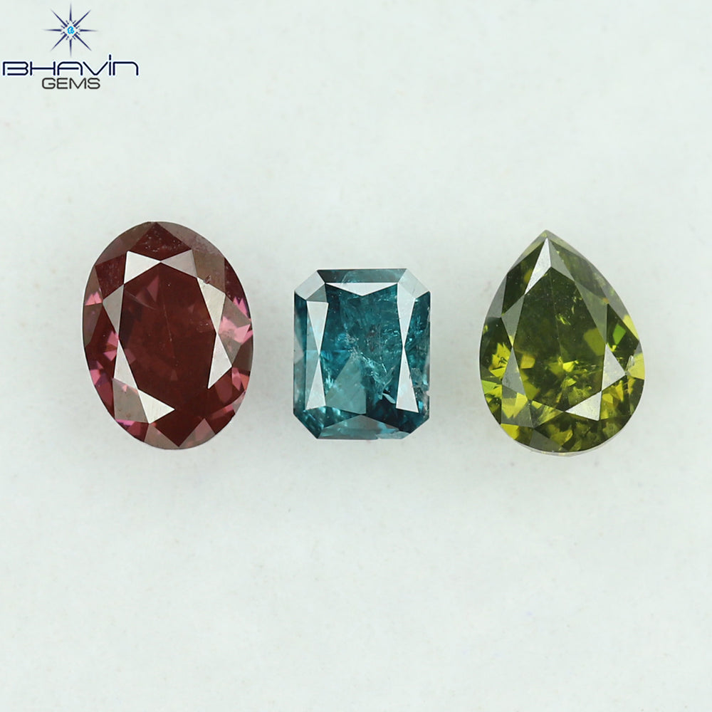 0.39 CT/3 Pcs Mix Shape Natural Diamond Pink Color VS-I1 Clarity (3.85 MM)