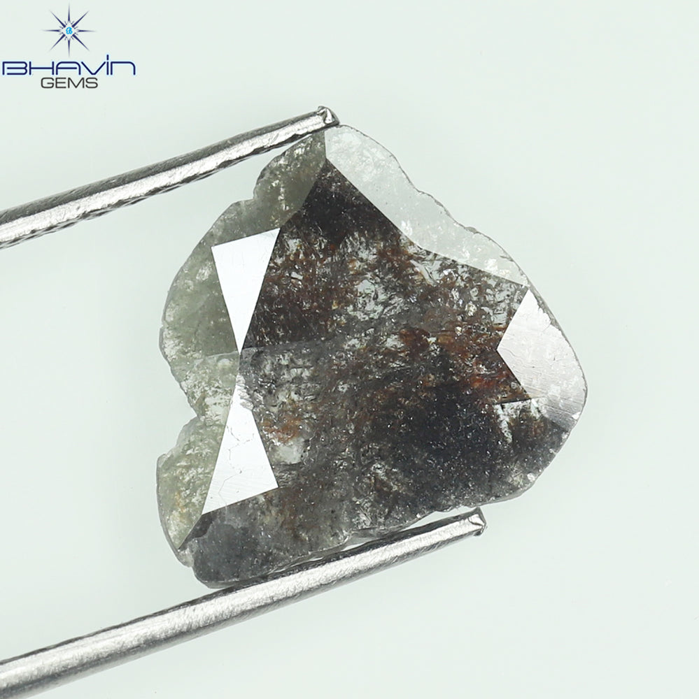 1.05 CT Slice Shape Natural Diamond Salt And Pepper Color I3 Clarity (11.60 MM)