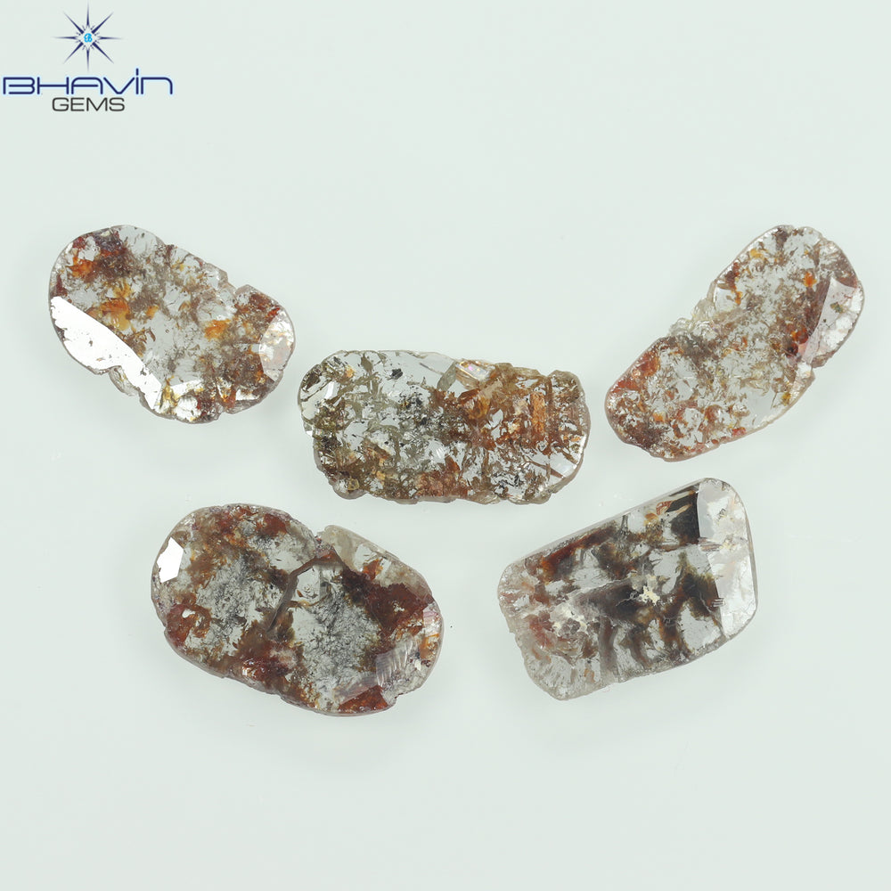 3.57 CT/5 Pcs Slice Shape Natural Loose Diamond Brown Color I3 Clarity (11.59 MM)