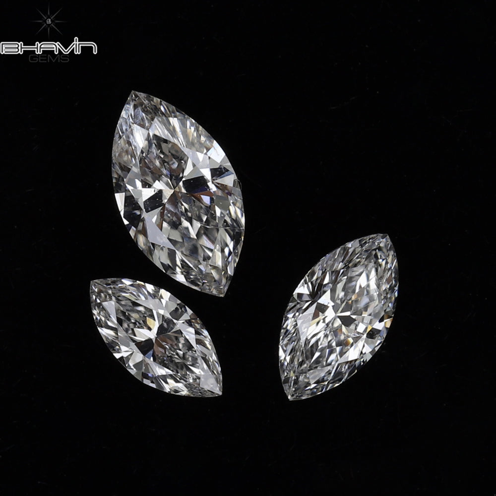 0.26 CT/3 PCS Marquise Shape Natural Diamond White Color SI Clarity (4.97 MM)