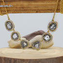 Slice Rose Cut Diamond Pendant, Salt And Pepper Diamond, Yellow Gold Pendant, Bridal Necklace