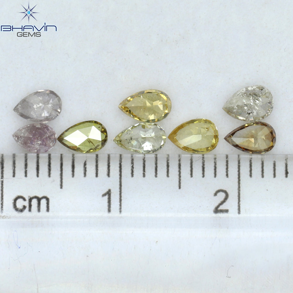 1.12 CT/8 Pcs Pear Shape Natural Diamond Mix Color SI2 Clarity (4.35 MM)