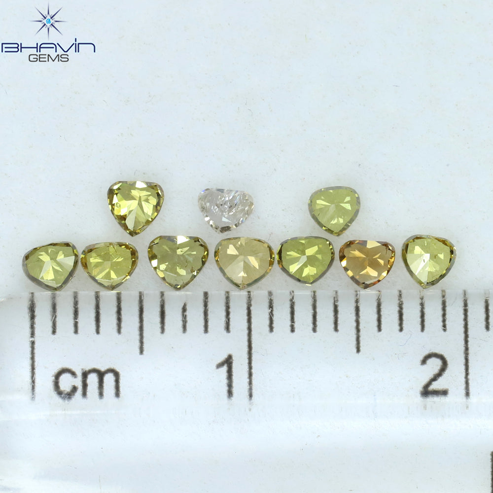 0.76 CT/10 Pcs Heart Shape Natural Diamond Mix Color SI Clarity (2.65 MM)