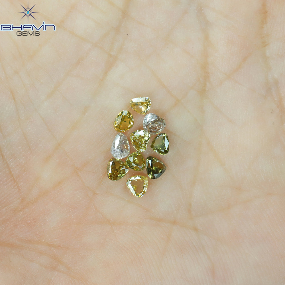 1.30 CT/10 Pcs Heart Shape Natural Diamond Mix Color SI2 Clarity (3.26 MM)
