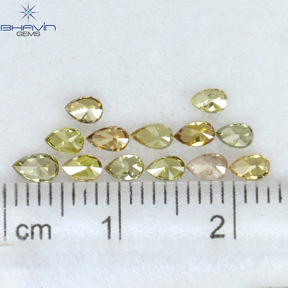 1.17 CT/13 Pcs Pear Shape Natural Diamond Mix Color SI Clarity (4.20 MM)