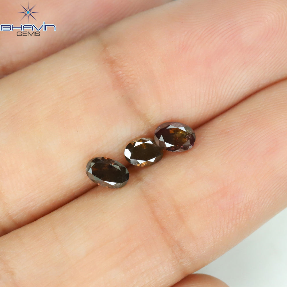0.76 CT/3 Pcs Oval Shape Natural Diamond Pink Color I3 Clarity (4.80 MM)