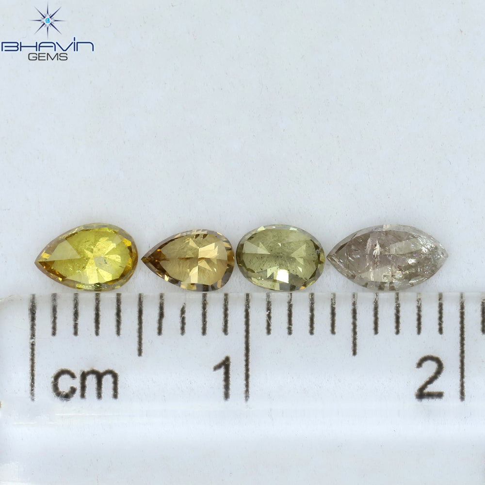 0.93 CT/4 Pcs Heart Shape Natural Diamond Mix Color SI2 Clarity (5.75 MM)