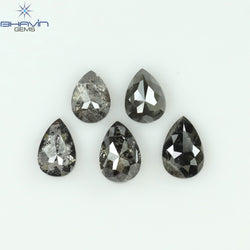 1.37 CT/5 PCS Pear Shape Natural Diamond Salt And Pepper Color I3 Clarity (5.15 MM)