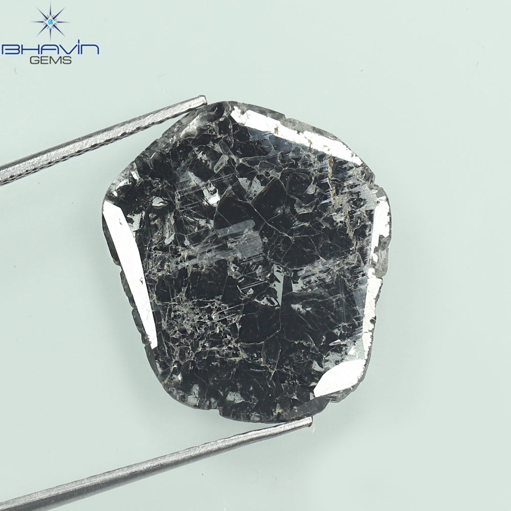 3.79 CT Slice Shape Natural Diamond Salt And Pepper Color I3 Clarity (17.00 MM)