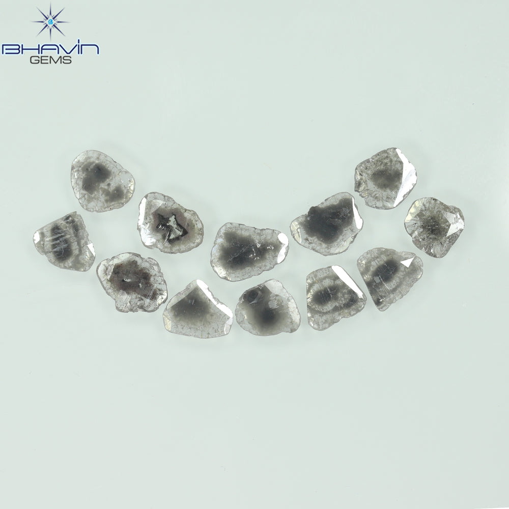 4.05 CT/12 Pcs Slice Shape Natural Diamond Salt And Pepper Color I3 Clarity (8.26 MM)