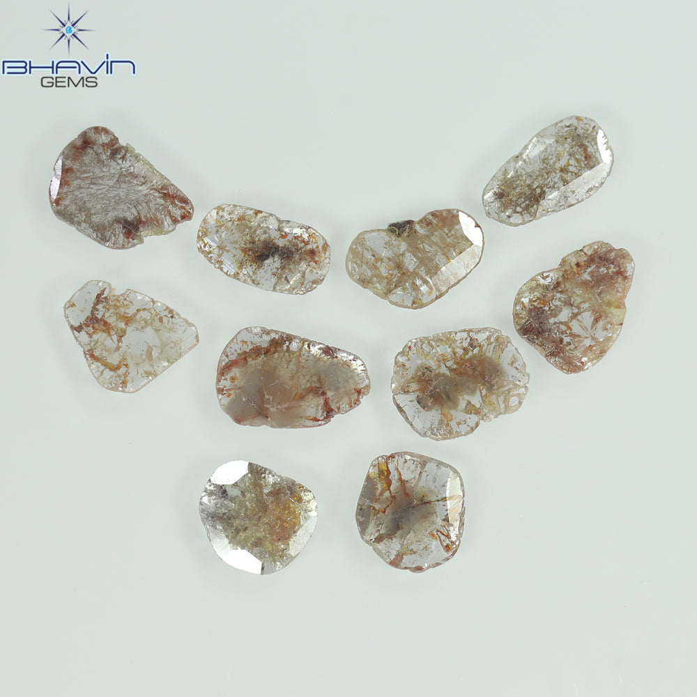 3.81 CT/10 Pcs Slice Shape Natural Loose Diamond Brown Color I3 Clarity (9.41 MM)