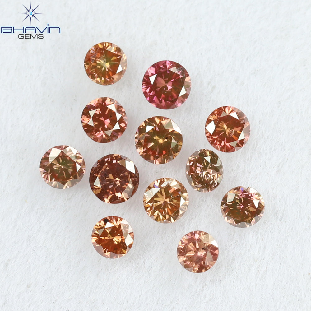 0.44 CT/12 ピース ラウンド シェイプ ナチュラル ルース ダイヤモンド ピンク カラー VS-SI クラリティ (2.25 MM)