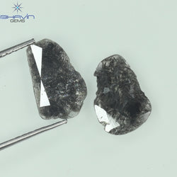 1.60 CT Slice Shape Natural Diamond Salt And Pepper Color I3 Clarity (11.19 MM)