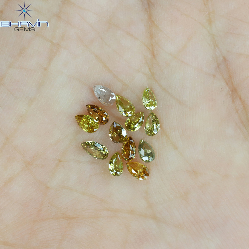 1.17 CT/13 Pcs Pear Shape Natural Diamond Mix Color SI Clarity (4.20 MM)