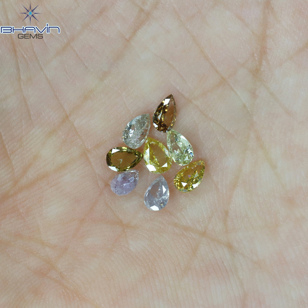 1.12 CT/8 Pcs Pear Shape Natural Diamond Mix Color SI2 Clarity (4.35 MM)