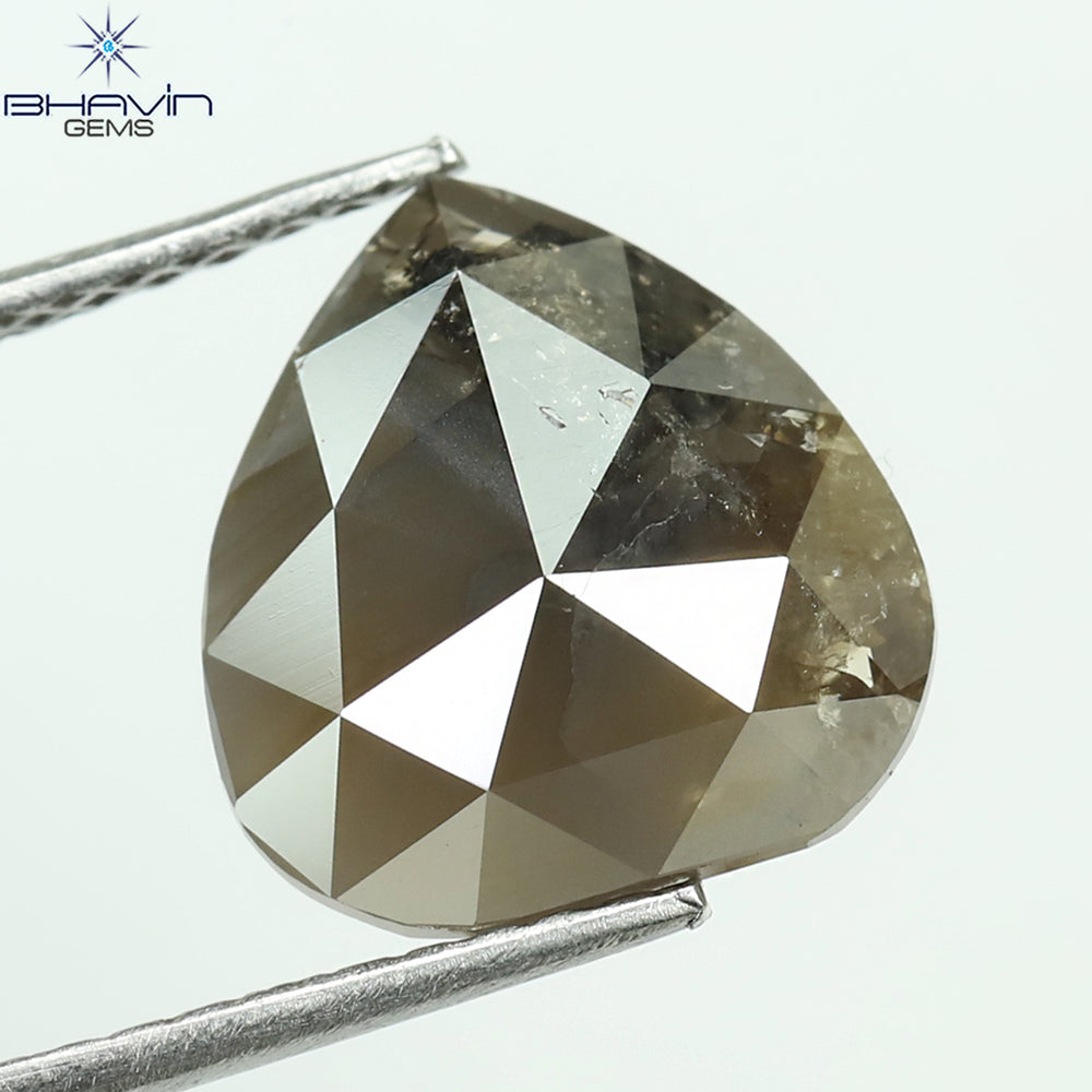 3.02 CT Pear Shape Natural Loose Diamond Brown Color I3 Clarity (10.25 MM)